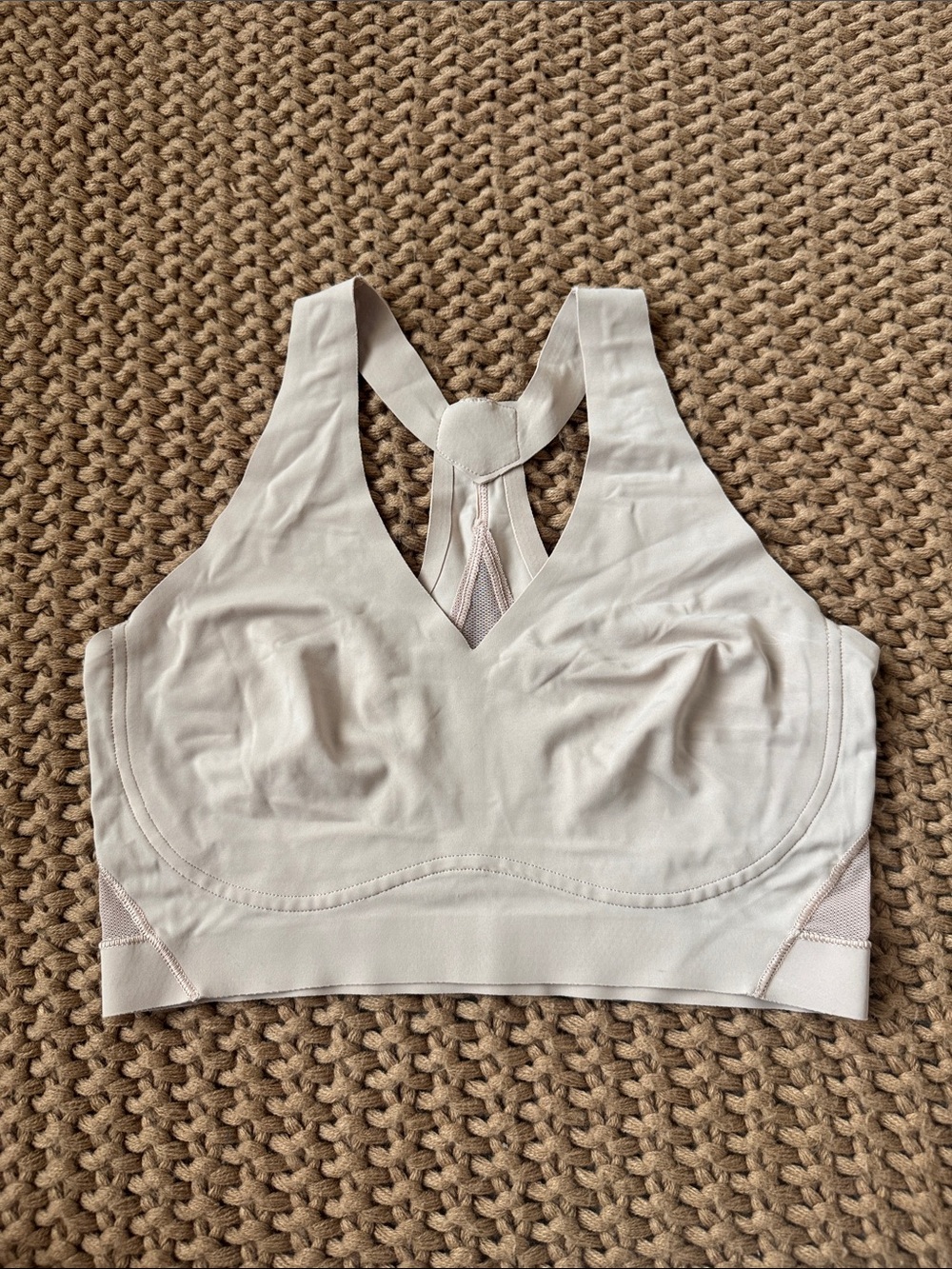 True & Co. True Body Lift V-Neck Racerback Bralette - Nude Pink - Size M